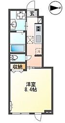 翠月荘B 1Kの間取図画像