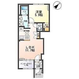 クララメンテ 1階1LDKの間取り