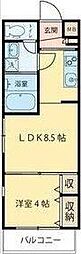 シャトーウイング連坊 1LDKの間取図画像