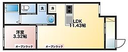 グランディオーサ八本松 1LDKの間取図画像