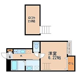 アスコット文化町 1Kの間取図画像