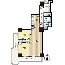 東急ドエルコンセールタワー所沢 2LDKの間取図画像