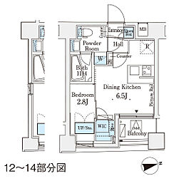 東京メトロ南北線 後楽園駅 徒歩8分の賃貸マンション 2階1DKの間取り