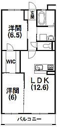 グランドール新貝 2LDKの間取図画像