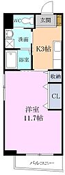 マイルストーン 1Kの間取図画像