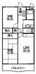 エムザ西貝 2LDKの間取図画像