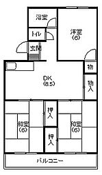 寿マンションC 3DKの間取図画像