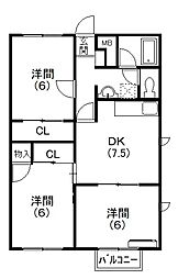 メゾンドふみ2 3DKの間取図画像