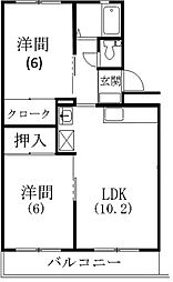 マンション大丸 2LDKの間取図画像