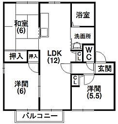 ガーデンハイツ四ツ池C 3LDKの間取図画像