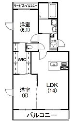 D.P.GARDENPLACE 2LDKの間取図画像