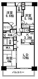 イトーピア海老塚センチュリーコート 3LDKの間取図画像