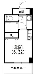 エイワマンション竜禅寺 1Kの間取図画像