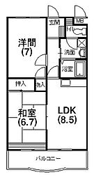 ハミング弥生 2LDKの間取図画像