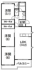 コンフォード杉本 3LDKの間取図画像