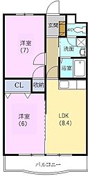 フローラ立野 2LDKの間取図画像
