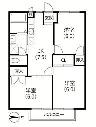 ベルツリー1 3DKの間取図画像