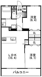 グランヴェール 2LDKの間取図画像