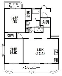 カーサフォルテ 2LDKの間取図画像
