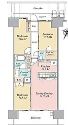 大阪ベイレジデンス 3LDKの間取図画像