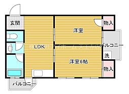 メゾン住吉 2LDKの間取図画像
