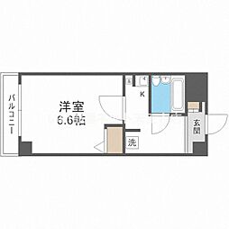 メロディーハイム夕陽丘 1Kの間取図画像