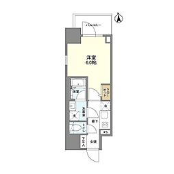 リヴェント難波ウエスト 1Kの間取図画像