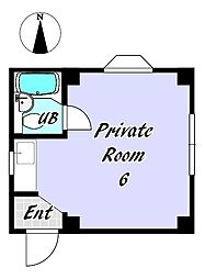 葵マンション ワンルームの間取図画像