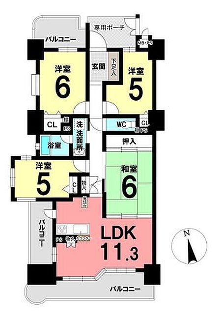 プライベートな空間を確保しやすい4LDK。