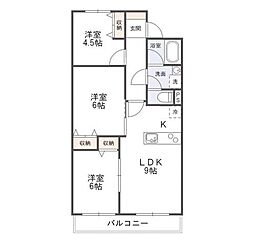 ニュー玉川マンション 3LDKの間取図画像