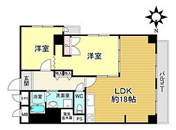 パレス山科 2LDKの間取図画像