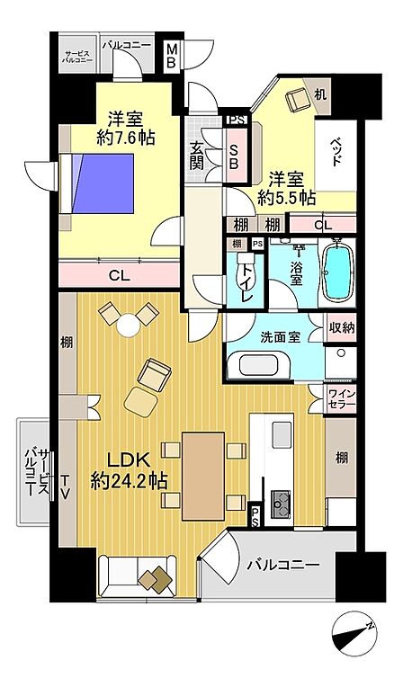 2LDK 間取り