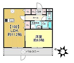 LClass亀岡 1LDKの間取図画像