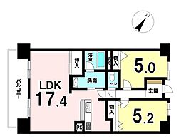 ライオンズマンション熊取第二 2LDKの間取図画像