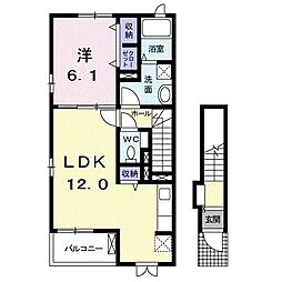 フォンデ 1LDKの間取図画像