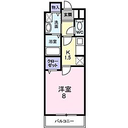 サニーコート 1Kの間取図画像