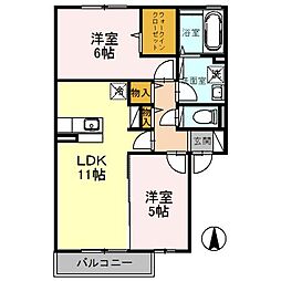 モダンコート大美野 2LDKの間取図画像