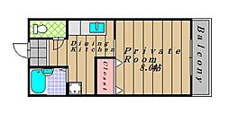 コーポ池之内 1Kの間取図画像