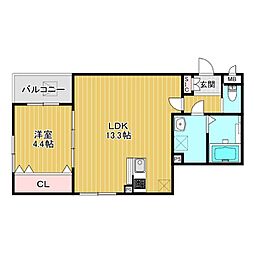 Alivio堺高松 1LDKの間取図画像