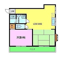 グランスカイマンション 2LDKの間取図画像