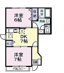 ティンカーベルハイム 2DKの間取図画像