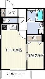Smith堺 1DKの間取図画像
