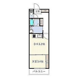 Smith堺 1DKの間取図画像