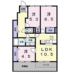 シャン・ド・フルール 3LDKの間取図画像