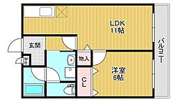 フジパレス楓 1LDKの間取図画像