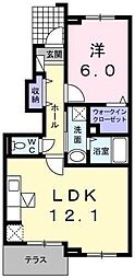 ジュネスオーブ 1LDKの間取図画像