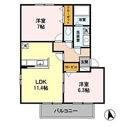リビングタウン狭山池D 2LDKの間取図画像