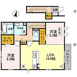 パラシオ大野台 2LDKの間取図画像