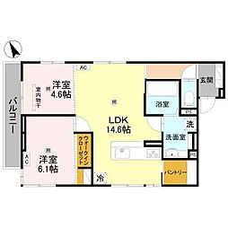 エルピダAノワール 2LDKの間取図画像