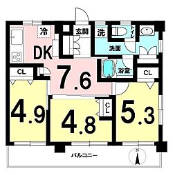 キャニオンマンション第三川口 3DKの間取図画像